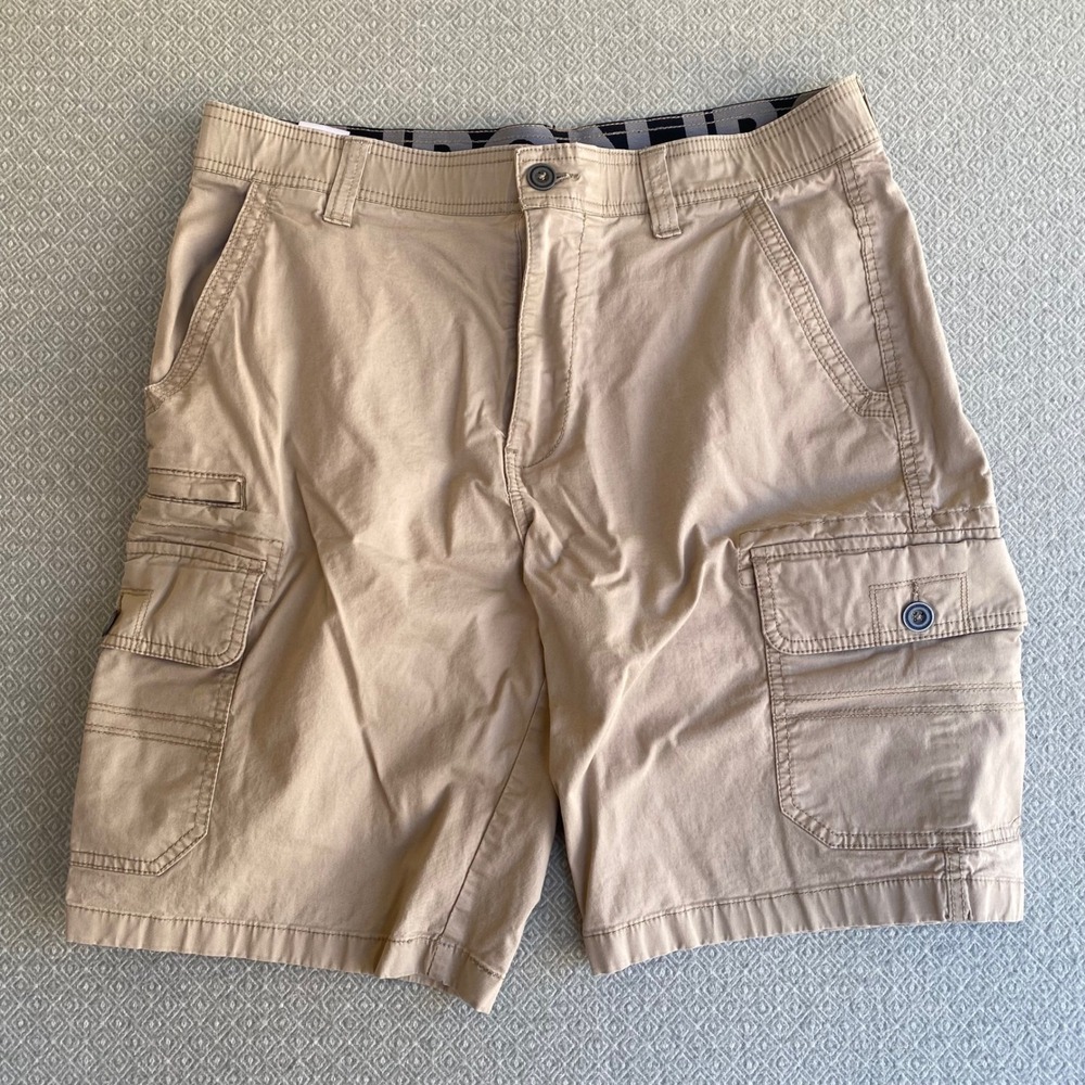 Iron Clothing Mens Tan Khaki‎ Cotton Stretch Cargo Shorts Size 32 Utility Hiking